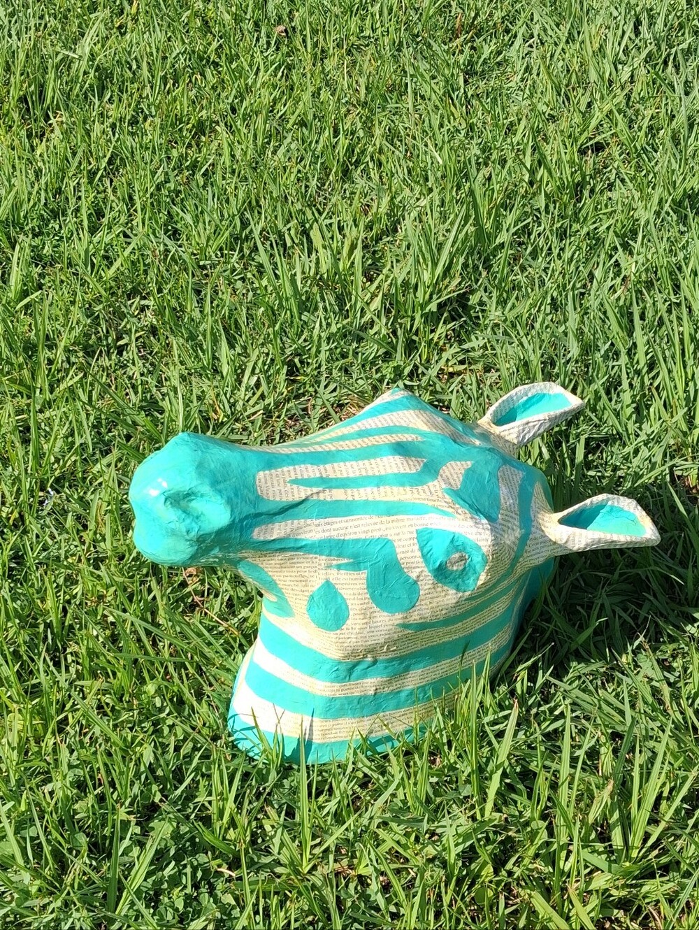 EXTRAORDINARY MAJESTIC PAPER MACHE ZEBRA WALL ART SCULPTURE. 17 BY 11 BY 16.